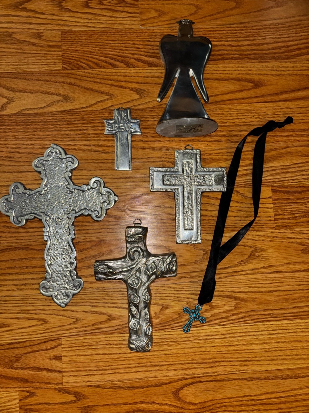 Silver Decorative Wall Crosses Set - Metallic Home Accent